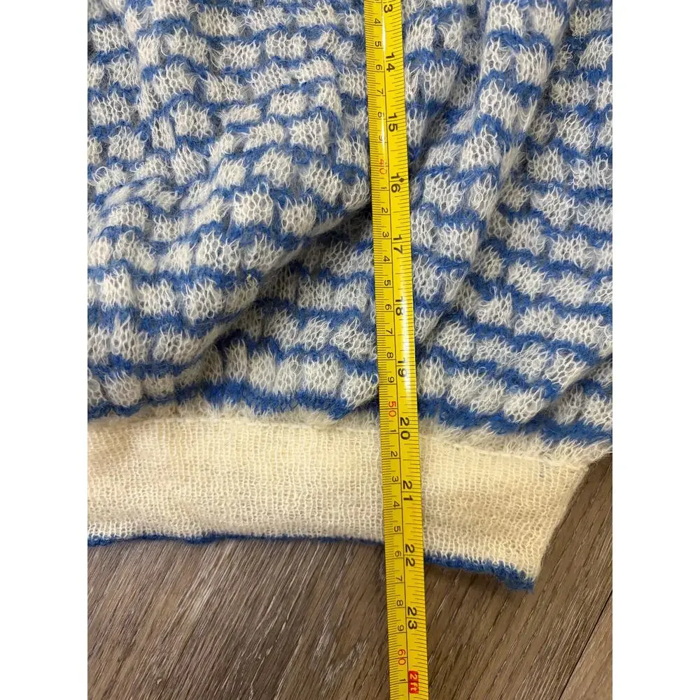 Antonella Ore Blue Mohair Sweater Made in Italy Fuzzy Knit Size 42
